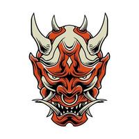vetor de máscara de demônio samurai japonês