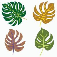 simplicidade monstera folha à mão livre desenho de linha contínua design plano. vetor