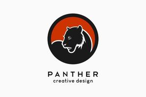 design de logotipo panter, silhueta panter em um círculo com conceito criativo simples vetor