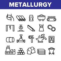 conjunto de ícones de vetor de elementos de coleção de metalurgia