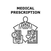 ilustração em preto do conceito de prescrição médica vetor