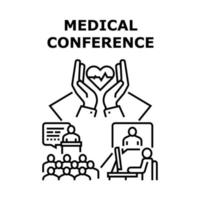 ilustração preta do conceito de conferência médica vetor