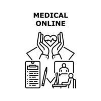 ilustração em preto do conceito de vetor on-line médico