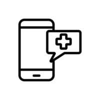 ilustração de contorno de vetor de ícone de telefone on-line de farmácia