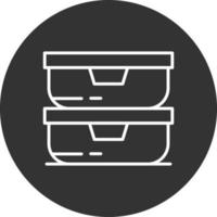 linha de caixa de entrega de comida ícone invertido vetor