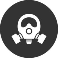 ícone invertido de glifo de máscara de gás vetor