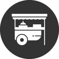 ícone invertido de glifo de carrinho de comida vetor