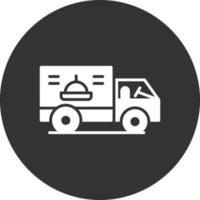 ícone invertido do glifo do caminhão de entrega vetor