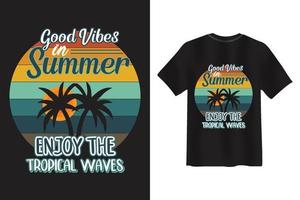 design de camiseta de verão vintage e retrô vetor