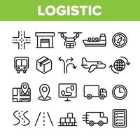 conjunto de ícones de vetor linear do departamento de logística global