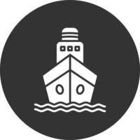 ícone invertido de glifo de navio vetor