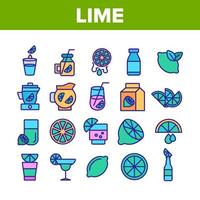 conjunto de ícones de elementos de coleção de frutas de limão vetor