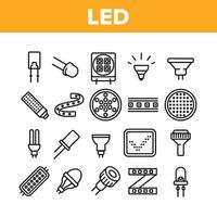 conjunto de ícones de coleção de equipamentos de lâmpada led vetor