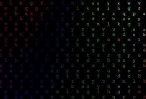 multicolor escuro, padrão de vetor de arco-íris com símbolos abc.