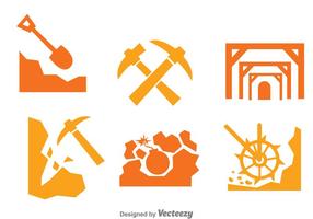 Conjunto de ícones de trabalhador de mineração
