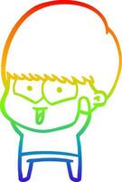 desenho de linha gradiente arco-íris desenho animado menino feliz vetor