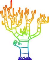 desenho de linha de gradiente de arco-íris desenho animado árvore de inverno vetor