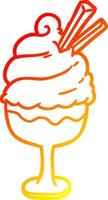 sobremesa de sorvete de desenho de linha de gradiente quente vetor