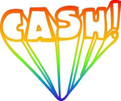 desenho de linha de gradiente de arco-íris palavra de desenho animado dinheiro vetor