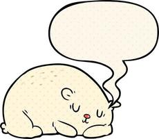 desenho animado urso polar sonolento e bolha de fala no estilo de quadrinhos vetor