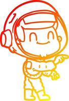 linha de gradiente quente desenhando homem astronauta feliz dos desenhos animados vetor