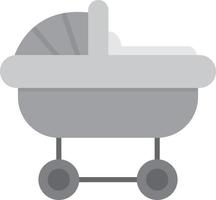 carrinho de bebê em tons de cinza plano vetor