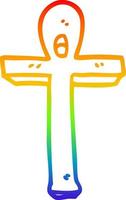 desenho de linha de gradiente de arco-íris símbolo de desenho animado ankh vetor