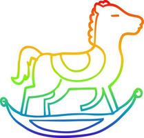 desenho de linha de gradiente de arco-íris cavalo de balanço dos desenhos animados vetor