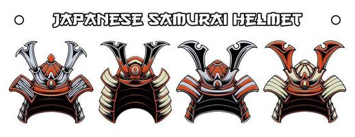 conjunto de vetores de capacete samurai japonês