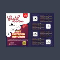 modelo de folheto de restaurante e design de cartão de menu vetor