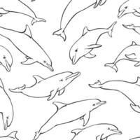 padrão sem emenda com golfinho. mão desenhada ilustração convertida em vetor. fundo marinho. vetor