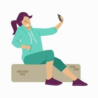 ilustração vetorial mulher tomando selfie vetor