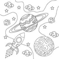 desenho vetorial para colorir página espaço planeta para criança vetor