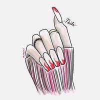 mão feminina com unhas compridas, design de unhas da moda, moda, humor de manicure vetor