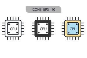elementos do vetor de símbolo de ícones de CPU para web infográfico