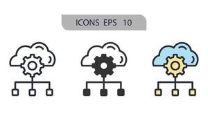 ícones de computação em nuvem simbolizam elementos vetoriais para infográfico web vetor