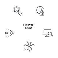 conjunto de ícones de segurança de computação de firewall. elementos do vetor de símbolo de pacote de segurança de computação de firewall para web infográfico