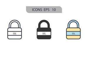 elementos de vetor de símbolo de ícones ssl para web infográfico