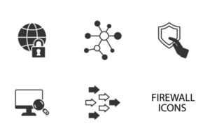 conjunto de ícones de segurança de computação de firewall. elementos do vetor de símbolo de pacote de segurança de computação de firewall para web infográfico