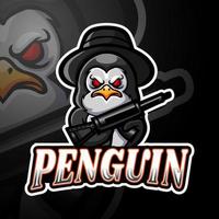 design de logotipo de mascote esport de pinguim vetor