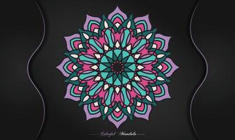 fundo de design de mandala colorida, mandala geométrica e decorativa para impressão, pôster, capa de livro, folheto, panfleto, banner vetor