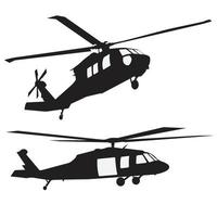 desenho vetorial de silhueta de helicóptero militar vetor