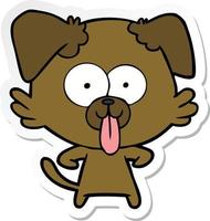 adesivo de um cachorro de desenho animado com a língua de fora vetor