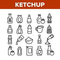 conjunto de ícones de coleção de molho de tomate ketchup vetor