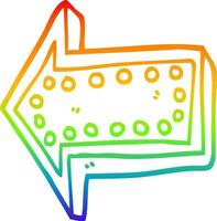 desenho de linha de gradiente de arco-íris seta de desenho animado apontando direção vetor
