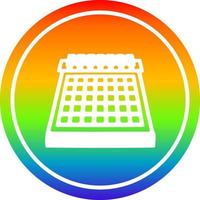 circular de calendário mensal no espectro do arco-íris vetor