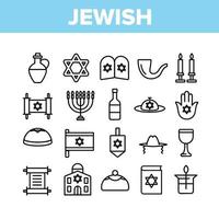 conjunto de ícones de coleção de religião judaica israel vetor