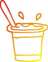 iogurte de desenho animado de desenho de linha de gradiente quente vetor