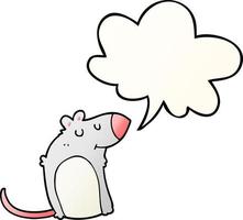 rato gordo de desenho animado e bolha de fala em estilo gradiente suave vetor