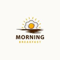 logotipo de café da manhã com ovo frito - ilustração vetorial, design de emblema de café da manhã com o nascer do sol da manhã. adequado para sua necessidade de design, logotipo, ilustração, animação, etc.
